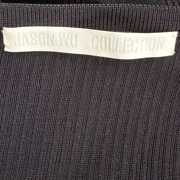 Jason Wu Collection Black Peplum Cardigan Sweater Laser cut Design Pristine Lg - Picture 2 of 7